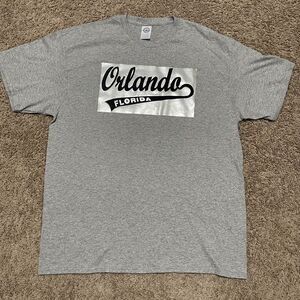 Orlando Florida Shirt Mens XL Grey Baseball Glossy Silver Logo Delta Pro Weight